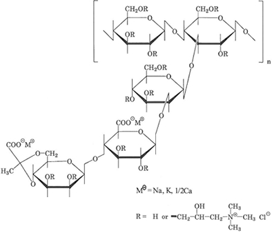 図：カチオン化キサンタンガムの構造